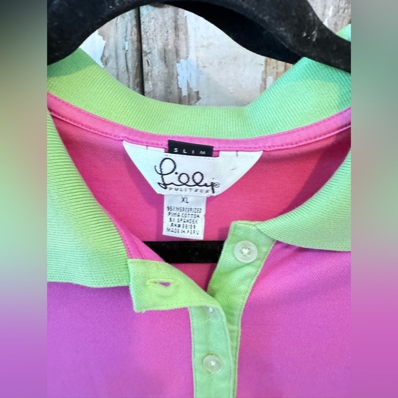 Lilly Pulitzer Pink and Green Polo Shirt & Short Set Vintage XL & Size 10 - Picture 10 of 16